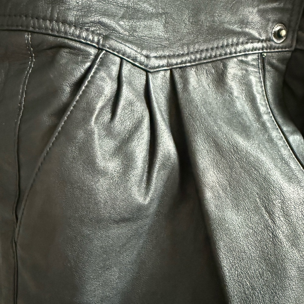 Vintage Black Straight Leg Leather Pants - Picture 7 of 11